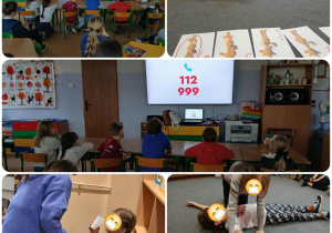 uczniowie klas trzecich podczas zajęć z udzielania pierwszej pomocy