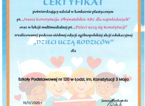 "Nasza Konstytucja. Obywatelskie ABC dla najmłodszych"