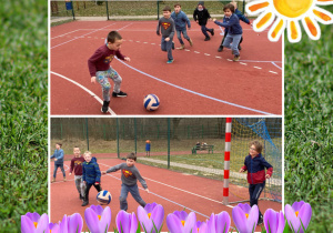 Sportowe aktywności na szkolnym boisku.
