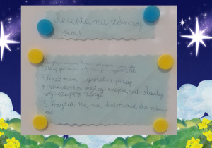 Recepta na zdrowy sen stworzona przez uczestników zajęć
