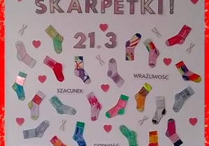 Plakat „Dzień Kolorowej Skarpetki” stworzony przez uczestników zajęć