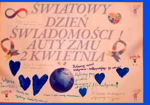 Plakat „Niebieski Dzień Tolerancji” stworzony przez uczestników zajęć