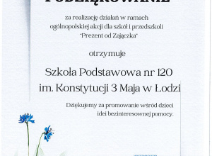 Podziękowanie za Udział w Akcji "Prezent od Zajączka"