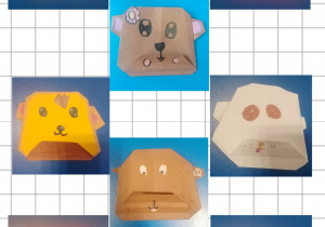 Niedźwiedź wykonany metodą origami przez uczestników zajęć