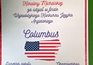 Sukces uczniów w Wojewódzkim Konkursie Języka Angielskiego COLUMBUS foto 3