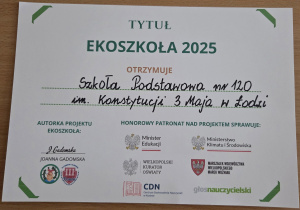 dyplom ekoszkoła 2025