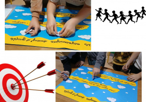 dzieci wykonują zadania w ramach pracy z bajką terapeutyczną