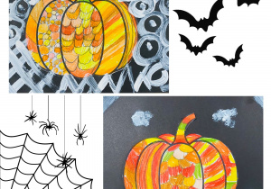 Praca plastyczna przedstawiająca dynię