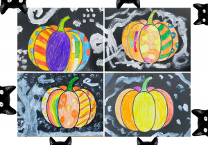 Praca plastyczna przedstawiająca dynię