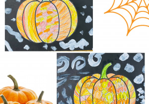 Praca plastyczna przedstawiająca dynię