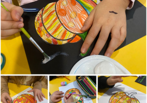 Uczniowie podczas wykonywania pracy plastycznej