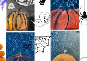 Praca plastyczna przedstawiająca dynię