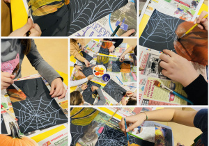 Uczniowie podczas wykonywania pracy plastycznej