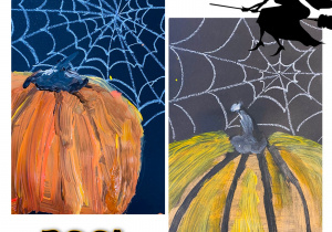 Praca plastyczna przedstawiająca dynię