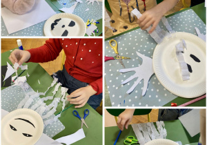 Uczniowie podczas wykonywania pracy plastycznej