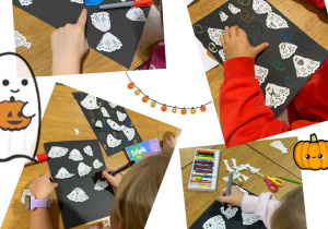 Uczniowie podczas wykonywania pracy plastycznej