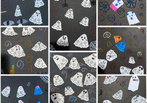 Praca plastyczna przedstawiająca duszki