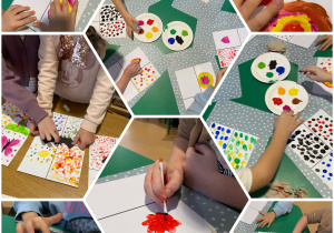 Uczniowie wykonujący pracę plastyczną