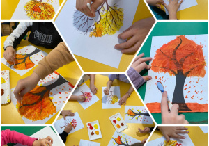 Uczniowie wykonujący pracę plastyczną