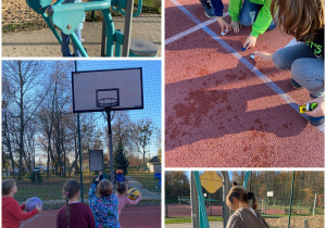 Uczniowie podczas zabaw na świeżym powietrzu