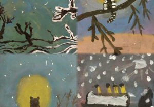 prace plastyczne wykonane suchymi pastelami