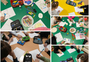 Uczniowie podczas wypełniania kart pracy