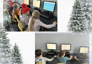 uczniowie podczas zajęć komputerowych