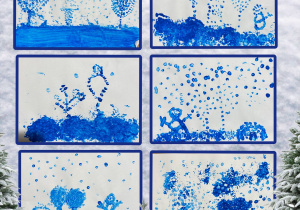 Prace plastyczne przedstawiające zimowe krajobrazy