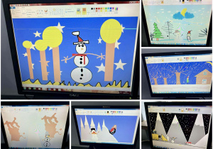 Zimowe krajobrazy utworzone  w programie graficznym