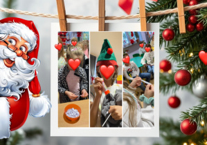 Uczniowie biorący udział w loterii mikołajkowej