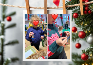 Uczniowie biorący udział w loterii mikołajkowej