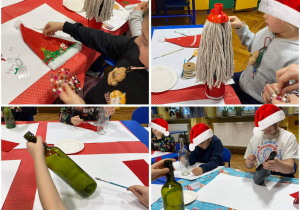 dzieci podczas przygotowywania rękodzieła na kiermasz