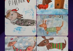 pieski w sweterkach praca plastyczna