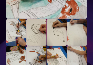 etapy tworzenia pracy plastycznej - pieski w sweterkach