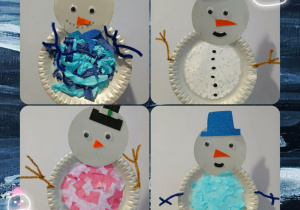 bałwanki z papierowego talerzyka