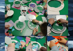 realizacja pracy plastycznej - bałwanek z papierowego talerzyka