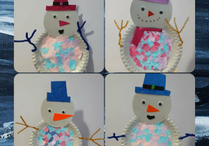 bałwanki z papierowego talerzyka