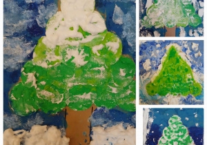 zimowe drzewo praca plastyczna