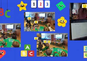 Uczniowie rozwiązują zadania rozwijające liczenie, logiczne myślenie i poprawność językową