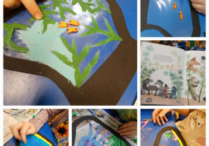 dzieci tworzą pracę plastyczną z plasteliny