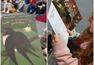 dzieci w trakcie czytania opowiadana o nieśmiałej jaskółce