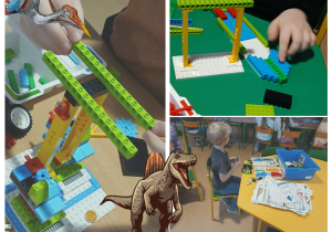 dzieci budują z klocków lego