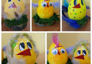 kurczaki z jaja styropianowego praca plastyczna