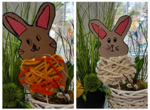 Wielkanocny zajączek - przeplatanie włóczką