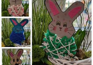 zajączki z kartonu i włóczki