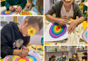 dzieci wykonują pracę plastyczną