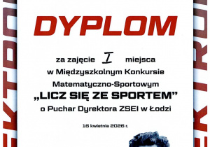 I miejsce w II międzyszkolnym konkursie matematyczno-sportowym „Licz się ze sportem”