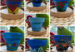 wykonane przez dzieci doniczki