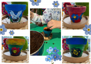wykonane przez dzieci doniczki