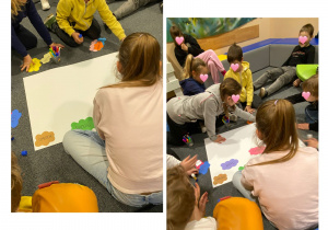 dzieci biorą udział w zajęciach edukacyjnych z bajką terapeutyczną